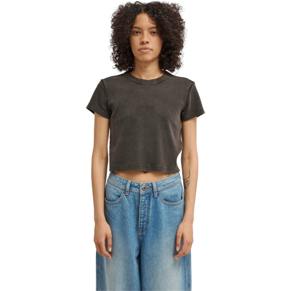 2026 Element Womens Lowcase Crop T-Shirt ELJKT00117 - Off Black